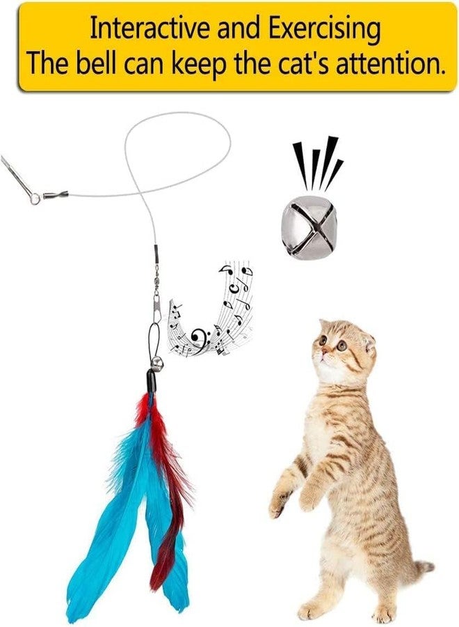 Aisbugur Interactive Cat Teaser Wand Toy Set with Feather and Plush Attachments Retractable Rod Bell Accessories Colorful Kitten Play Stick for Exercise and Training - Image 3